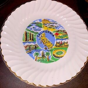 1960s Vintage California Gold Rim Tourist Souvenir Ceramic Display Plate